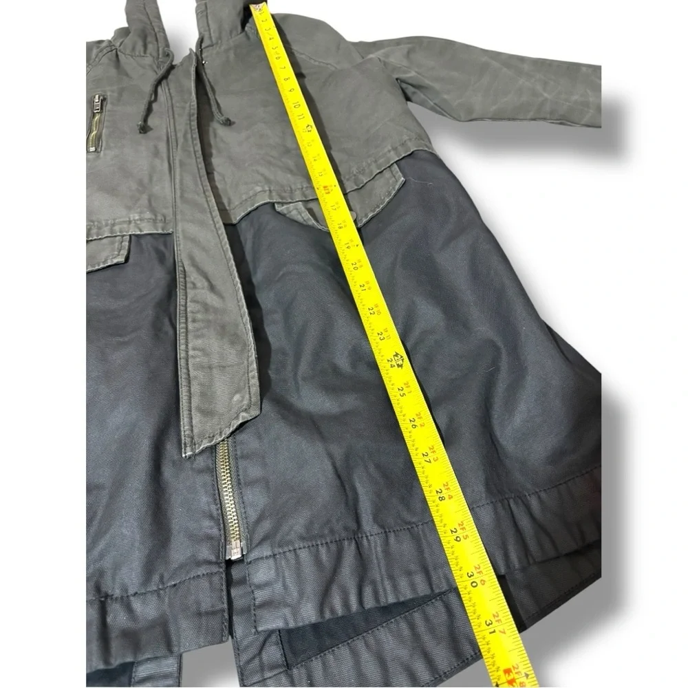 Sun & Shadow Hooded 2 Tone Faux Fur Lined Zip Up Canvas Army Fatigue Jacket - Picture 14 of 16